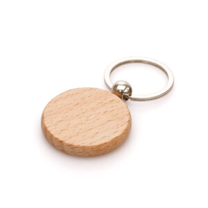 Round Beech Wooden Keyring
